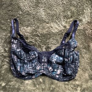Panache Navy and White Patterned Bra